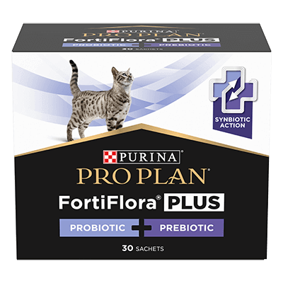 Purina Pro Plan FortiFlora Plus kissalle, 30 annospussia sisältävä pakkaus